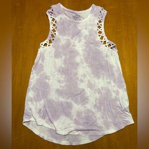 American Eagle Purple Tank with Crisscross Detail